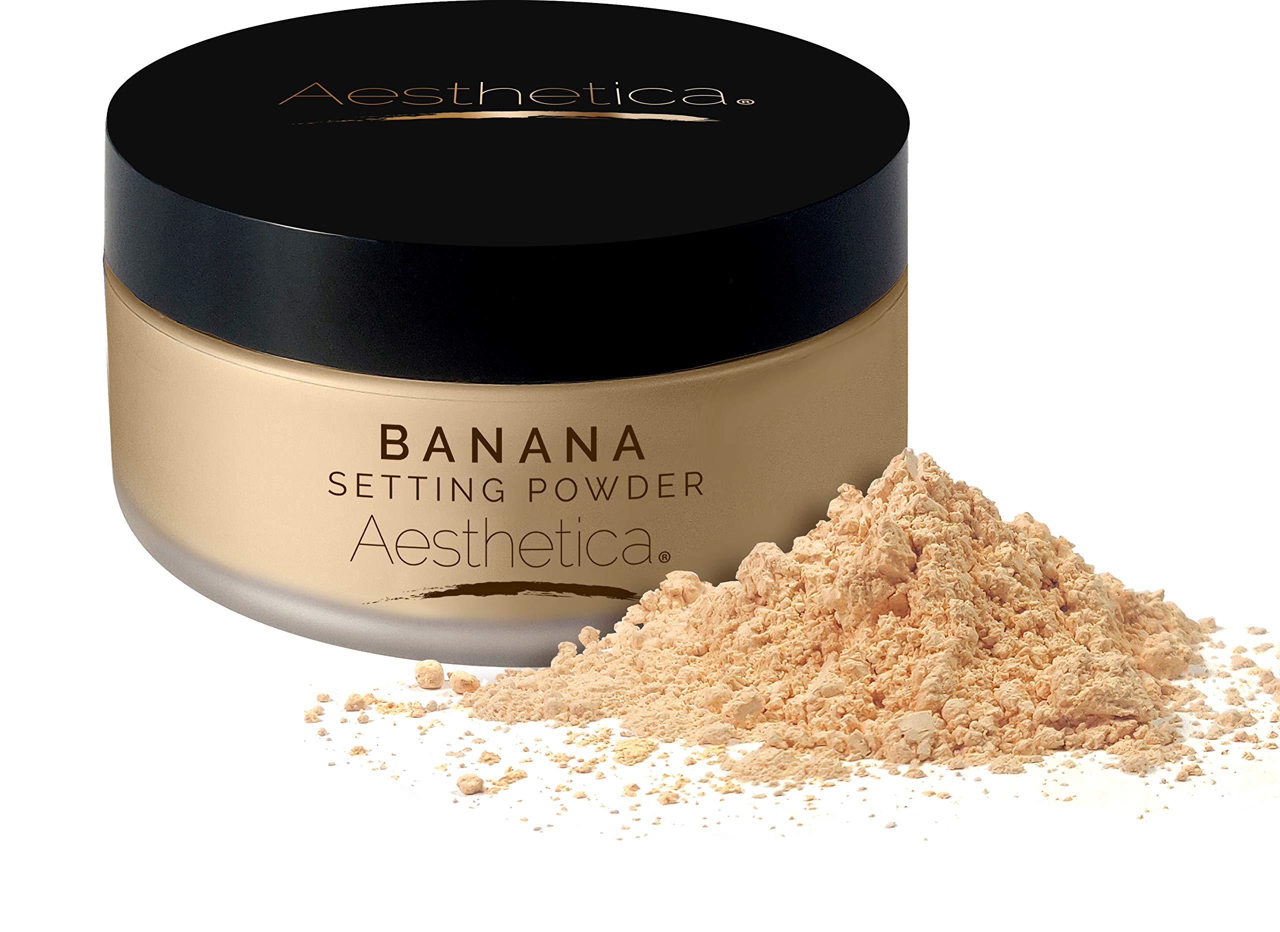 Aesthetica Banana Loose Setting Powder - Flash Friendly Superior Matte Finish Highlighter & Finishing Powder - Includes Velour Puff
