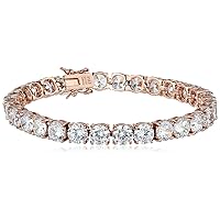 Amazon Essentials Plated Sterling Silver Round Cut Cubic Zirconia Tennis Bracelet (previously Amazon Collection)