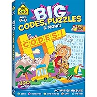 School Zone - Big Codes, Puzzles & More Workbook - 320 Pages, Ages 6 to 8, Kindergarten, 1st and 2nd Grade, Crossword Puzzles, Games, Riddles, Word Searches, and More (School Zone Big Workbook Series)