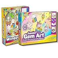 Vivid Creations Bundle: Window Paint & Gem Art Diamond Painting Kit for Kids