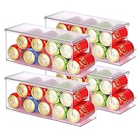 Can Drink Holder with Lid Organizer for Refrigerator, Freezer & Kitchen Cabinets - Space Saving Stackable Clear Can Organizer & Storage for Pantry Food, Canned Goods, Soda & Other Beverages (4-Pack)