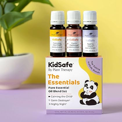 Plant Therapy KidSafe The Essentials Blend Set 100% Pure, Undiluted, Therapeutic Grade, KidSafe Essential Oils for Calming, Sleep, and Immune Support, 10 ml (1/3 oz) Each