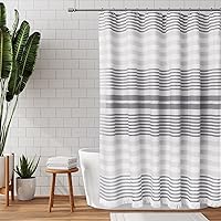 Hammam Fringe Fabric Shower Curtain, Grey, 70 x 72 Inches