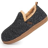 LongBay Women's Felt Bootie Slippers, Warm Cozy Memory Foam Slipper Boots with Polar Fleece Lining, Non Slip House Shoes for Indoor Outdoor