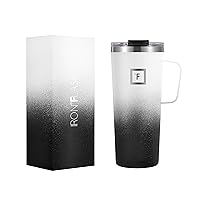 IRON °FLASK Grip Coffee Mug - Leak Proof, Vacuum Insulated Stainless Steel Bottle, Double Walled, Thermo Travel, Hot Cold, Water Metal Canteen - Day & Night, 24 Oz - Classic Bottom