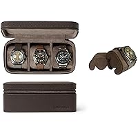 TAWBURY Fraser 3 Watch Case (Brown) with a Set of 3 X-Small Pillows to Fit 5.5-6.5