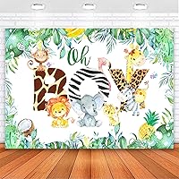 Mocsicka Safari Baby Shower Backdrop Jungle Animals Oh Boy Baby Shower Background Safari Jungle Tropical Leaves Baby Shower Backdrops Cake Table Decorations Green