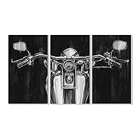 Stupell Home Décor Black and White Classic Motorcycle Triptych Wall Plaque Art Set, 11 x 0.5 x 17, Proudly Made in USA