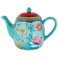 Tea Pot Ceramic Blue, Tunisian Sunset Collection, 40 Ounces