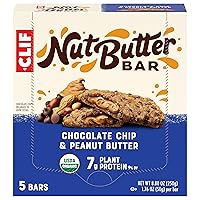 CLIFF Nut Butter Bar Peanut Butter & Chocolate Chip Peanut Butter Filled Energy Bars Non-GMO USDA Organic Plant-Based Low Glycemic 1.76 oz. (5 Pack) Bundle