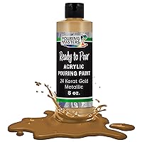 Pouring Masters 24 Karat Gold Metallic Acrylic Ready to Pour Pouring Paint – Premium 8-Ounce Pre-Mixed Water-Based - For Canvas, Wood, Paper, Crafts, Tile, Rocks and more