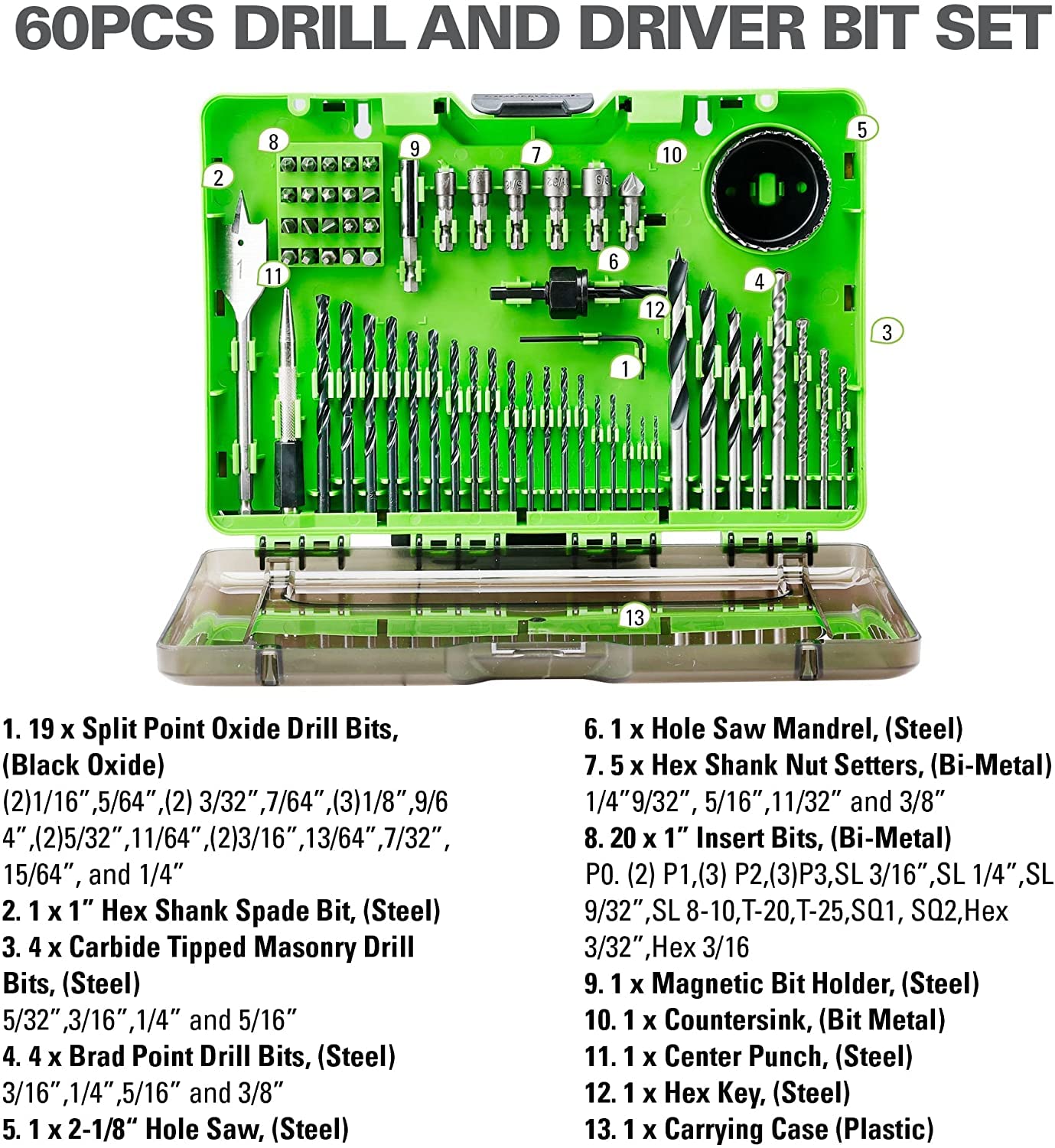 Greenworks 24V Brushless Drill/Driver + Impact Drive Combo Kit, Batteries and Charger Included, with 60-Piece Multi-Material Drill + Drive Bit Set