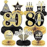 9 Pieces 80th Birthday Decoration 80th Birthday Centerpieces for Tables Decorations Cheers to 80 Years Honeycomb Table Topper for Men and Women Eighty Years Birthday Party Decoration Supplies(80th)