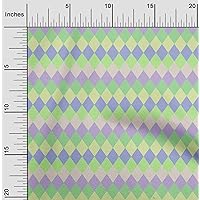 Cotton Jersey Mint Green Fabric Argyle Check Sewing Craft Projects Fabric Prints by Yard 58 Inches Wide