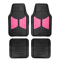 FH Group Automotive Floor Mats - Heavy-Duty Monster Eye Rubber for Cars, Universal Fit Full Set, Climaproof Mats, Trimmable Most Sedan, SUV, Truck Pink