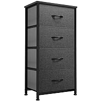 DWVO Storage Tower with 4 Drawers - Fabric Dresser, Organizer Unit for Bedroom, Living Room, Closets - Sturdy Steel Frame, Easy Pull Fabric Bins & Wooden Top
