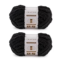 Crafted By Catherine Chunky Chenille Yarn - 2 Pack (41 Yards Each Skein), Black, Gauge 7 Jumbo