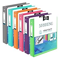 3 Ring Binders,1“ Slant D Ring Biner,One Touch Open D Ring,View Binders with Interior Pockets,Colorful,6 Pack