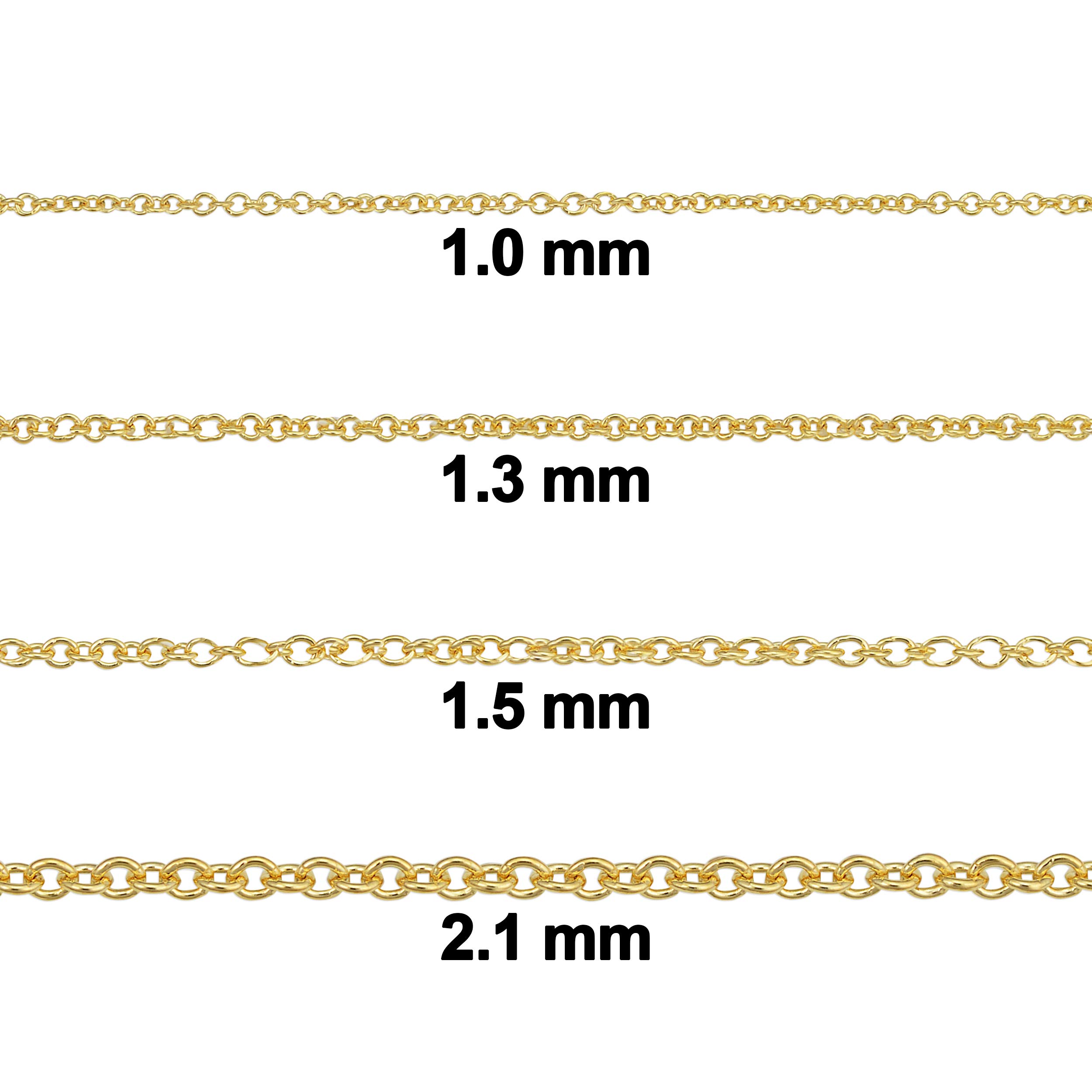 Kooljewelry 14k Yellow Gold Filled Or White Gold Filled Cable Chain Necklace For Women And Men (1mm, 1.3mm, 1.5mm or 2.1mm - sizes from 14 to 30 inch long)
