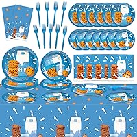 Milk and Cookies Party Supplies Tableware Kit for 25 Guests Milk and Cookies Birthday Party Paper Plates Napkins Tablecloths Decorations Favors for Baby Showers Weddings