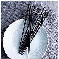 WARRIO Chopsticks 10 Pairs, Japanese-Style Pointed Household Non-Slip Chopsticks Set Asian Tableware, Black Chopsticks