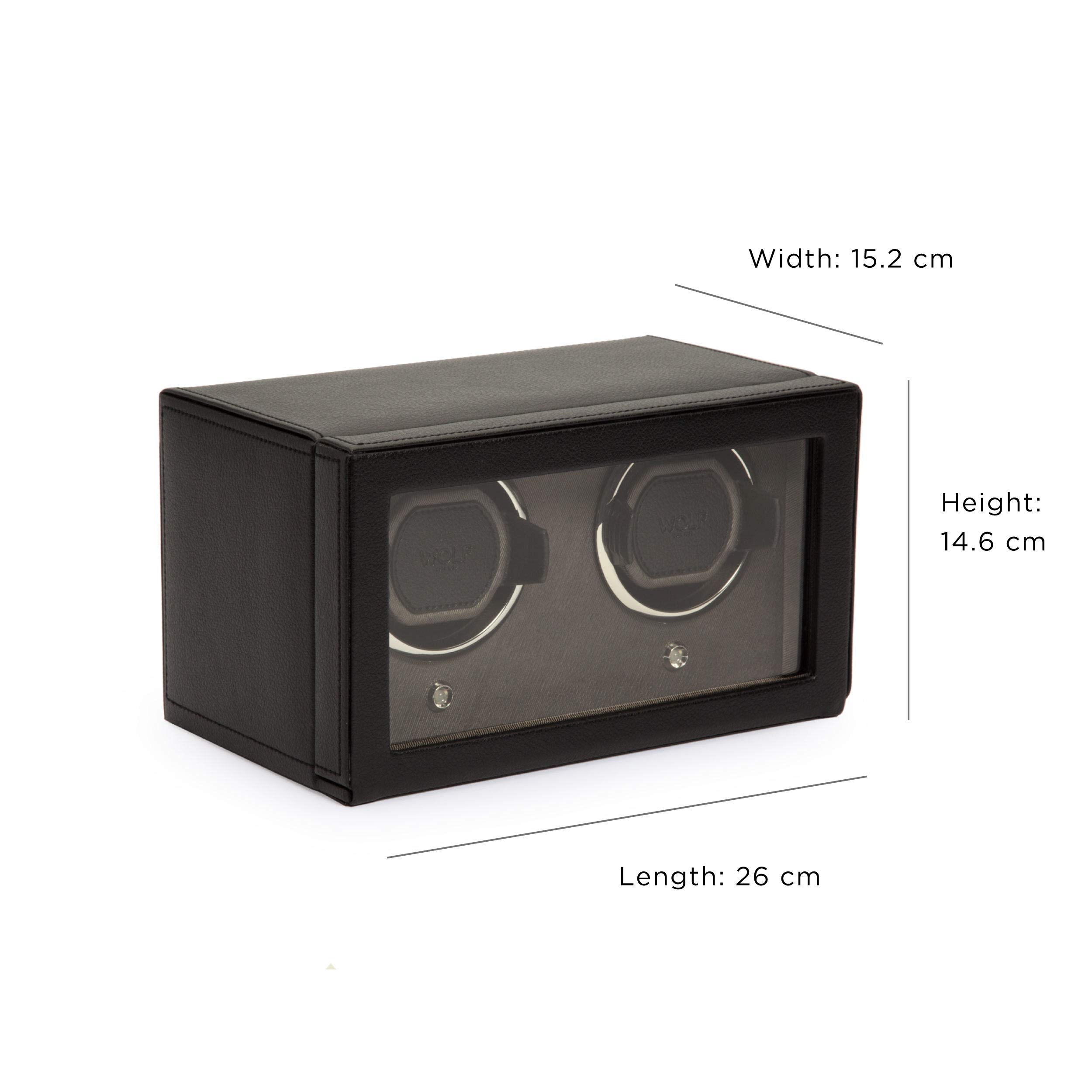 WOLF Unisex 461203 Wolf Cub Double Black Analog Display Watch Winder with Cover, 6x5x5.75