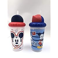 Disney Cudlie Baby Boy Mickey Mouse 10 oz Pack of 2 Sippy Cups with Straw & Easy Close Lid