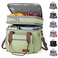 Maelstrom Lunch Bag Women,23L Insulated Lunch Box For Men Women,Expandable Double Deck Lunch Cooler Bag,Lightweight Leakproof Lunch Tote Bag With Side Tissue Pocket,Green
