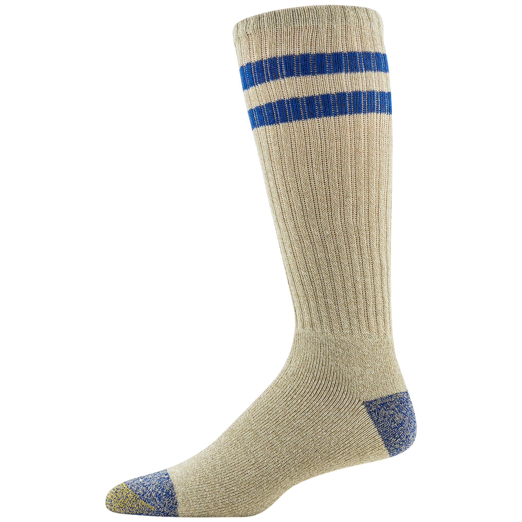 GOLDTOE Men's Harrington Crew Socks, Multipairs, Retro Stripe Oatmeal Assorted (6-Pairs), Shoe Size: 6-12.5
