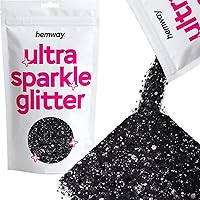 Hemway Ultra Sparkle Glitter - Multi-Size Chunky Fine Cosmetic Glitter Mix for Body Face Hair Eye Nail Art Festival, Crafts for Tumbler Resin Decorations - Black - 100g / 3.5oz