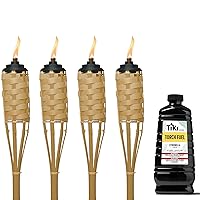 TIKI Brand 57-inch Luau Bamboo Torch - 4 pack & 64 oz. Citronella Scented Torch Fuel with Easy Pour System