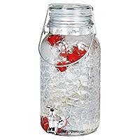 Estilo 1 Gallon Drink Dispenser - Hammered Glass Mason Jar Dispenser - Sun Tea Jar with Spigot - 1 Gallon Glass Jar with Lid and Spout - Leak Free Spigot - Parties, Weddings, Picnics, Tea Dispenser