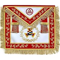 Grand High Priest Royal Arch Chapter Apron - Red Velvet with Wreath & Fringe