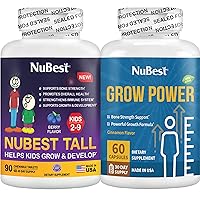 NuBest Bundle of Height Growth Supplement: Grow Power - Extra Height Growth, Overall Health for Children (10 Tall Kids - Helps Kids Healthy Height Growth & Development - Immunity & Bone Strength