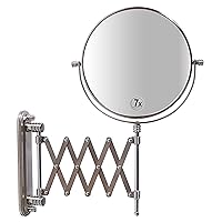 Deco Brothers Wall Mount Extendable Mirror, 8 Inch Double Sided with 7X Magnification, Nickel