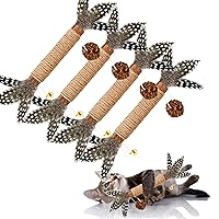 Cat Toys, 4 Pack Silvervine Cat Feather Toy Kitten Chew Stick Catnip Treat with Bell for Cleaning Teeth Indoor Kitty Teaser Wand Molar Snack for Interactive Pet Rabbit Bunny Hamster