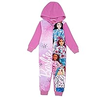 Barbie Girls Onesie | Young Ladies Pink Sketch Doll Hooded All in One Sleepsuit Pyjama | Kids Colorful Character Bodysuit PJs