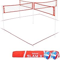 GoSports Slam X Huge 21 ft x 21 ft 4 Way Volleyball Game Set - Ultimate Backyard & Beach Game For Kids And Adults