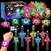25 Pack LED Fidget Spinner Bracelets Light Up Party Favors for Kids 4-8-12 Valentines Goodie Bag Stuffers Glow in the Dark Party Supplies for Birthday Party Favors