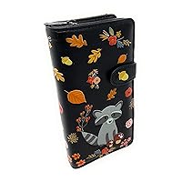 Shag Wear Raccoon Large Animal Wallet for Women and Teen Girls Vegan Faux Leather Black 7