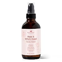 Plant Therapy Rose & Witch Hazel Facial Toner 4 oz Helps Minimize The Look of Pores, Balances Excess Oil & Shine, Hydrating & Soothing