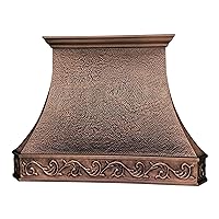 Wall Mount Natural Beautiful Copper Kitchen Hood, Handcrafted by Skilled Artisan, Comes with High Air Flow Motor Fan, 36