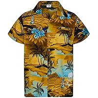 KING KAMEHA Men JK-Beach Ugly-Shirt Regular Button-Down Short-Sleeve Hawaii-Shirt