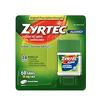Zyrtec 24 Hour Allergy Relief Tablets, Indoor & Outdoor Allergy Medicine with 10 mg Cetirizine HCl per Antihistamine Tablet, Relief of Allergies Caused by Ragweed & Tree Pollen, 60 ct