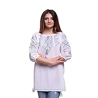 Handmade Ukrainian Embroidered Folk Blouse Natural Cotton Traditional Ethnic Style