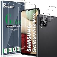 Ferilinso [6 Pack 3 Pack Screen Protector + 3 Pack Camera Lens Protector for Samsung Galaxy A12/A12 Nacho [HD] [Tempered-Glass] [Case Friendly] [Anti-Fingerprint] [Easy Installation]