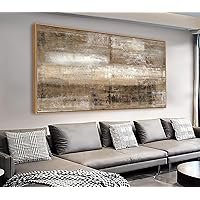 Framed Abstract Wall Art Large Canvas Picture Brown Canvas Painting Artwork Vintage Abstract Canvas Prints Wall Decoration for Living Room Bedroom Office Home Wall Decor Ready to Hang 24x48in
