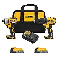 DEWALT 20V MAX Drill and Impact Driver, Power Tool Set, 2 POWERSTACK Batteries Included (DCK274E2)