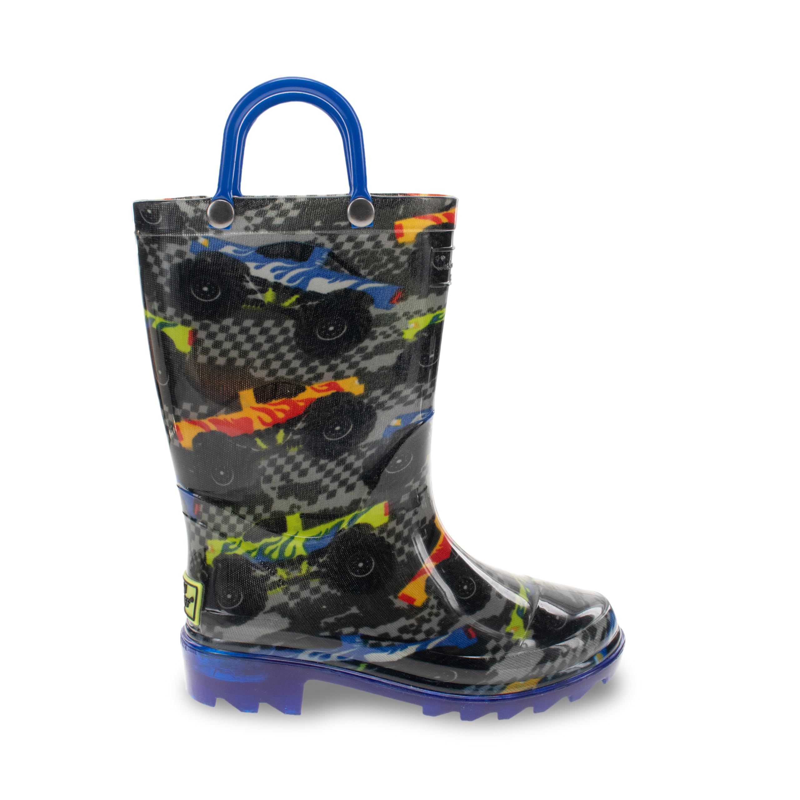 Western Chief Light-Up Waterproof Rain Boot, Drag Race, 1 US Unisex Little Kid