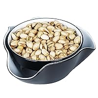 Pistachio Bowl, Snack Serving Dish, Double Dish Nut Bowl with Nut Seeds Shell Storage, Pistachios, Peanuts, Cherries, Popcorn, Edamame, Fruits, Snacks, and Candy Serving Bowl, Black & White